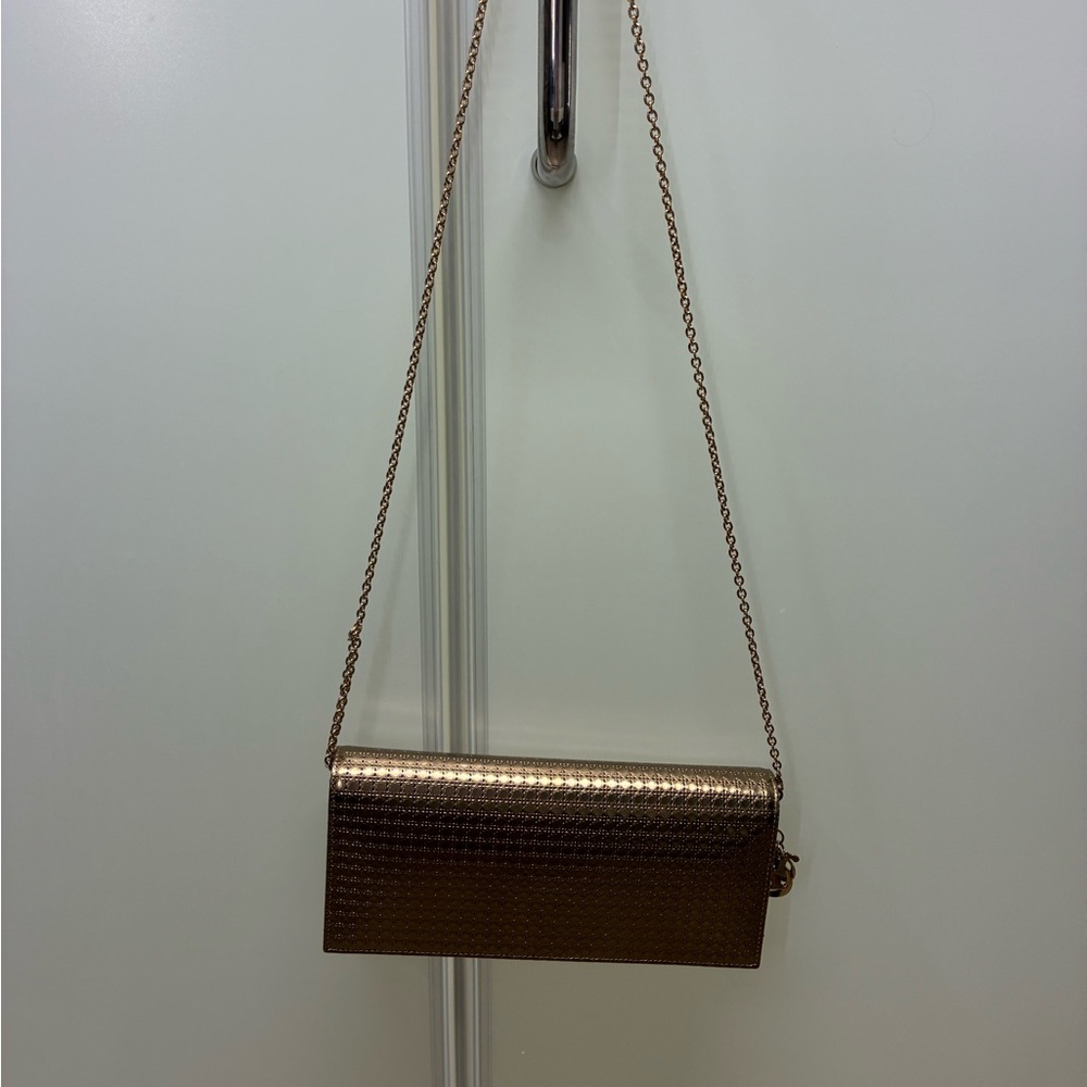 Dior Gold Textured Clutch with Chain Strap